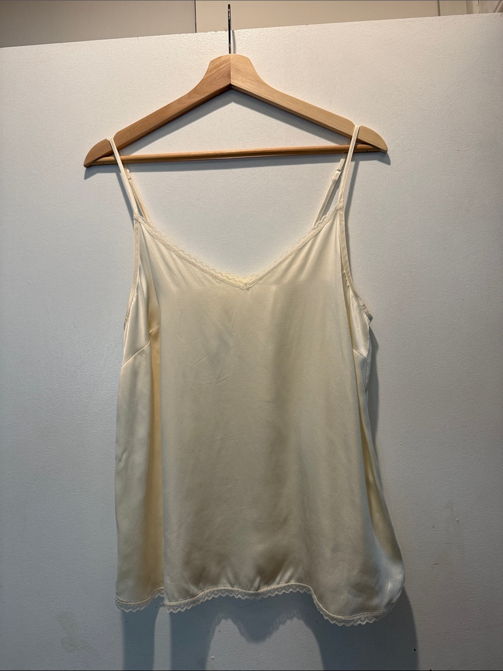 Anthropologie Women's Cream Satin Camisole Top